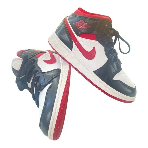 Jordan Women's 1 Mid Gym Red Panda Shoes sz 4Y EUR 36, 23 cm UK 3.5 -DJ4695-122